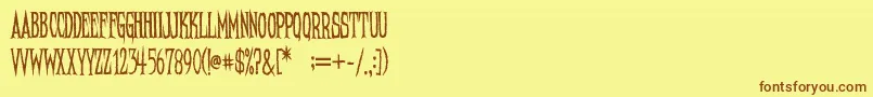 NeedleteethRegular Font – Brown Fonts on Yellow Background