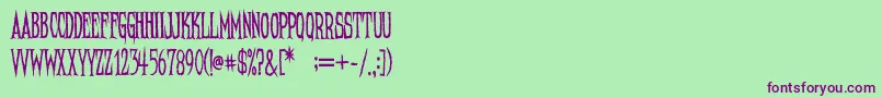 NeedleteethRegular Font – Purple Fonts on Green Background