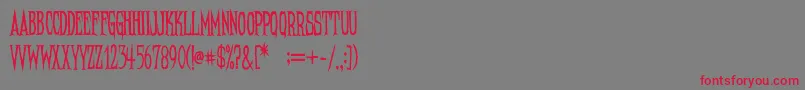 NeedleteethRegular Font – Red Fonts on Gray Background