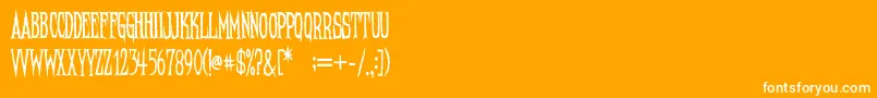 NeedleteethRegular-fontti – valkoiset fontit oranssilla taustalla