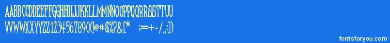 NeedleteethRegular Font – Yellow Fonts on Blue Background