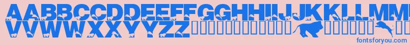Więcej informacji o czcionce LmsTheLionsOfTsavo Czcionka LmsTheLionsOfTsavo – niebieskie czcionki na różowym tle