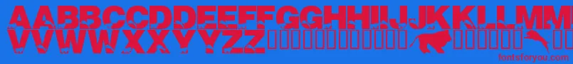 フォントLmsTheLionsOfTsavo – 赤い文字の青い背景