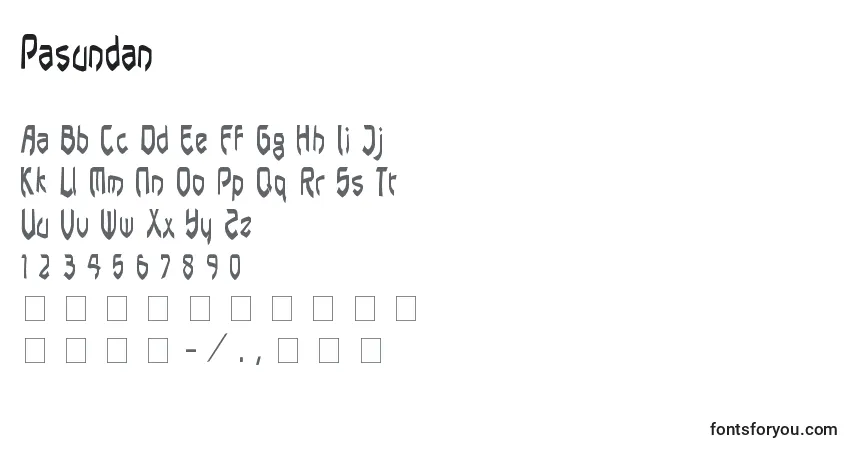Шрифт Pasundan – алфавит, цифры, специальные символы