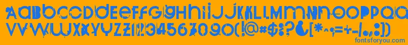 Burnout Font – Blue Fonts on Orange Background