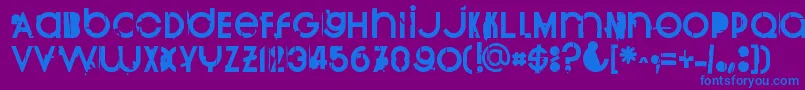 フォントBurnout – 紫色の背景に青い文字