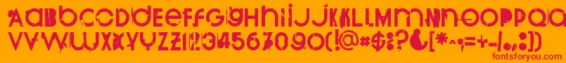 フォントBurnout – オレンジの背景に赤い文字