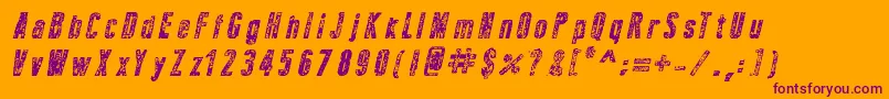 NewPressErodedBoldItalic-Schriftart – Violette Schriften auf orangefarbenem Hintergrund