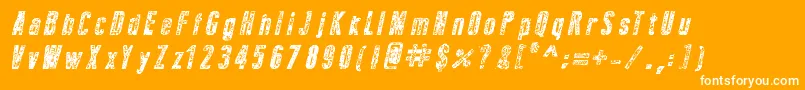 Weitere Informationen zur NewPressErodedBoldItalic-Schriftart NewPressErodedBoldItalic-Schriftart – Weiße Schriften auf orangefarbenem Hintergrund