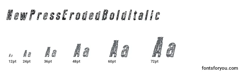 NewPressErodedBoldItalic Font Sizes
