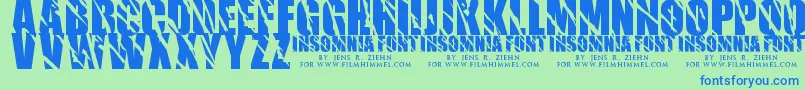 Insomnia1 Font – Blue Fonts on Green Background