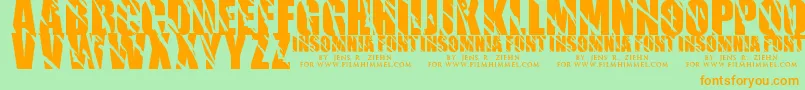 Insomnia1-Schriftart – Orangefarbene Schriften auf grünem Hintergrund