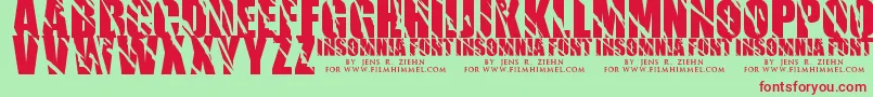 Insomnia1 Font – Red Fonts on Green Background