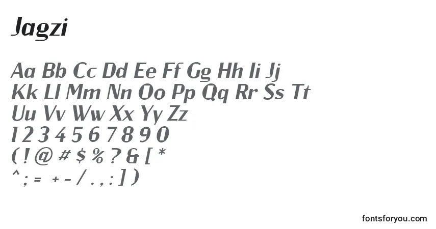 Шрифт Jagzi – алфавит, цифры, специальные символы