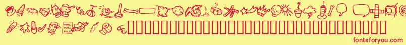 AtmanDi-fontti – punaiset fontit keltaisella taustalla