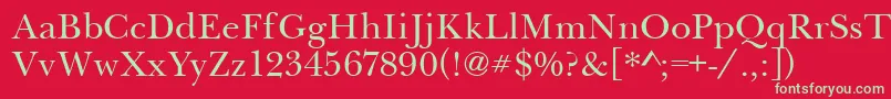 BaskervilleHandcut-Schriftart – Grüne Schriften auf rotem Hintergrund