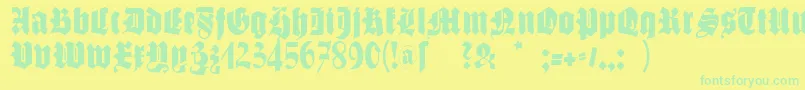 フォントSchmalfettegotisch – 黄色い背景に緑の文字