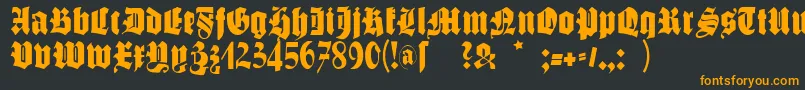 フォントSchmalfettegotisch – 黒い背景にオレンジの文字