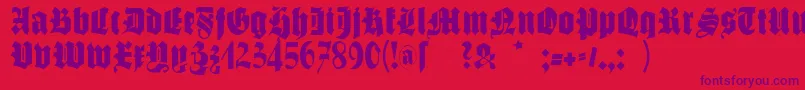 Schmalfettegotisch Font – Purple Fonts on Red Background