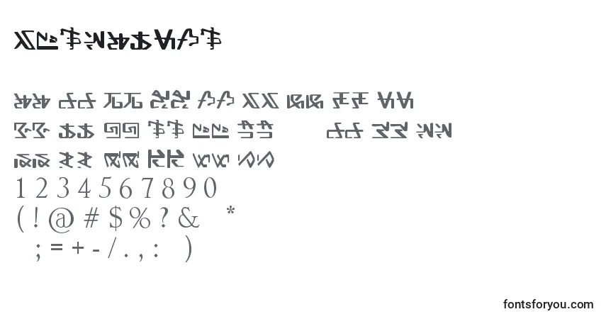 Schriftart FontAlien – Alphabet, Zahlen, spezielle Symbole