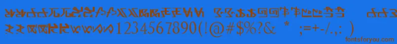 FontAlien-Schriftart – Braune Schriften auf blauem Hintergrund