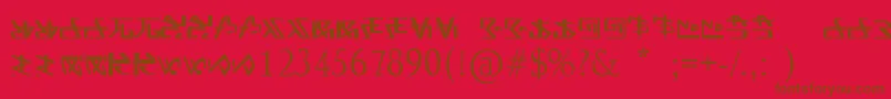 FontAlien-fontti – ruskeat fontit punaisella taustalla