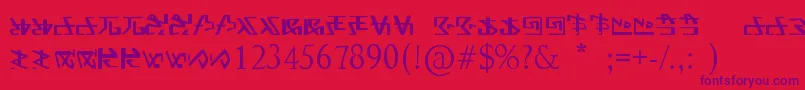 FontAlien-fontti – violetit fontit punaisella taustalla