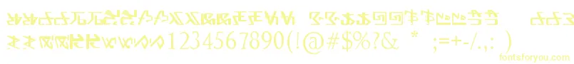 FontAlien-Schriftart – Gelbe Schriften auf weißem Hintergrund