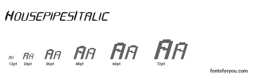 Размеры шрифта HousepipesItalic