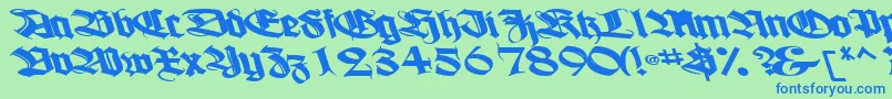 Czcionka Boogiewoogiebold112Bold – niebieskie czcionki na zielonym tle
