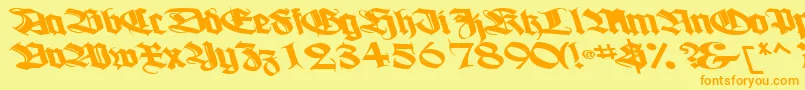 Boogiewoogiebold112Bold-Schriftart – Orangefarbene Schriften auf gelbem Hintergrund