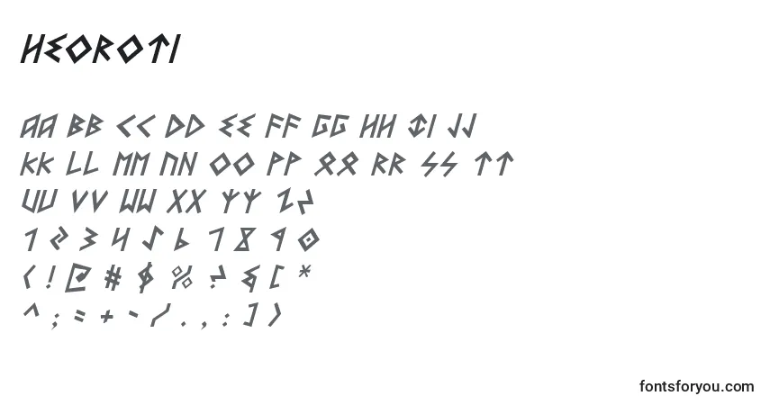 Heoroti font – alphabet, numbers, special characters