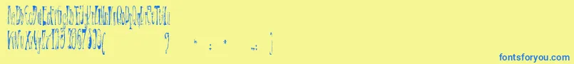 フォントXР’ntrica – 青い文字が黄色の背景にあります。