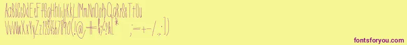 Czcionka DorothyMiranda – fioletowe czcionki na żółtym tle