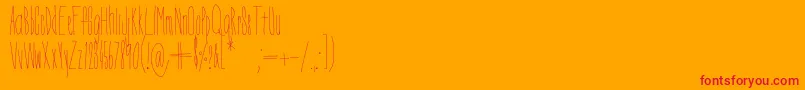 フォントDorothyMiranda – オレンジの背景に赤い文字