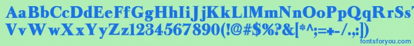 Longislandcontour-Schriftart – Blaue Schriften auf grünem Hintergrund