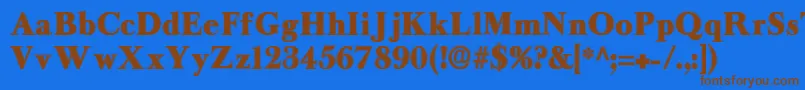 Longislandcontour-Schriftart – Braune Schriften auf blauem Hintergrund