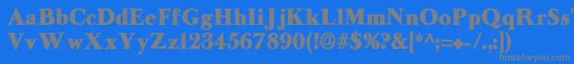 フォントLongislandcontour – 青い背景に灰色の文字