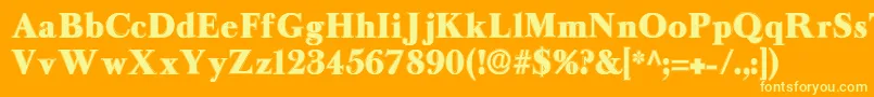 Longislandcontour-Schriftart – Gelbe Schriften auf orangefarbenem Hintergrund
