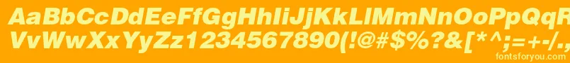 HelveticaltstdBlkobl Font – Yellow Fonts on Orange Background