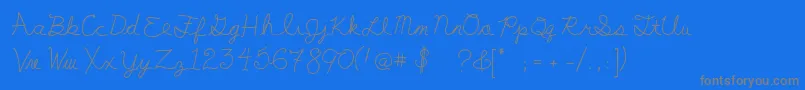 フォントMyFirstF – 青い背景に灰色の文字