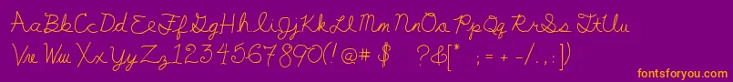 MyFirstF-Schriftart – Orangefarbene Schriften auf violettem Hintergrund