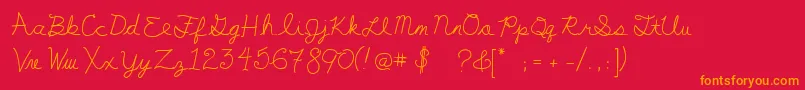 MyFirstF Font – Orange Fonts on Red Background