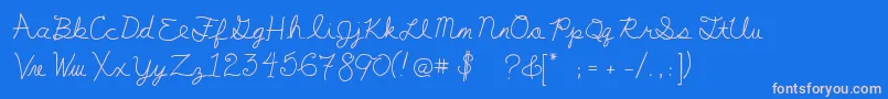 MyFirstF Font – Pink Fonts on Blue Background