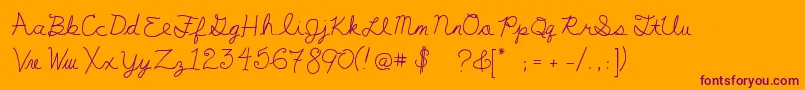 MyFirstF-Schriftart – Violette Schriften auf orangefarbenem Hintergrund