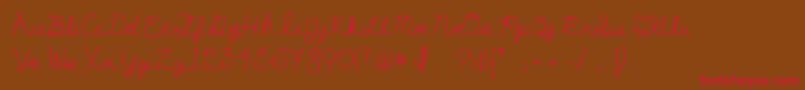 MyFirstF Font – Red Fonts on Brown Background