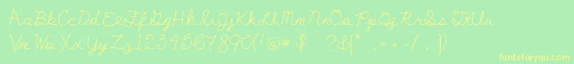 MyFirstF-Schriftart – Gelbe Schriften auf grünem Hintergrund