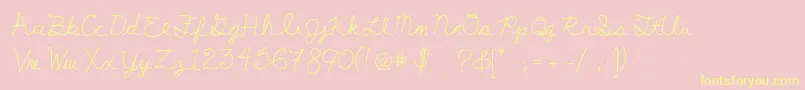 MyFirstF-Schriftart – Gelbe Schriften auf rosa Hintergrund