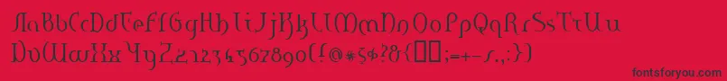 HaneRegularE. Font – Black Fonts on Red Background