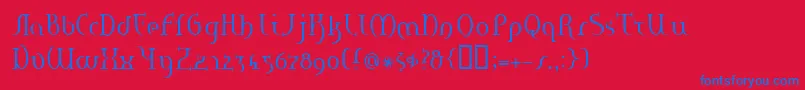 HaneRegularE. Font – Blue Fonts on Red Background